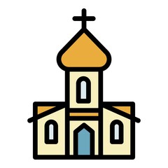 Orthodox church icon. Outline orthodox church vector icon color flat isolated