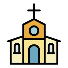 Stone church icon. Outline stone church vector icon color flat isolated