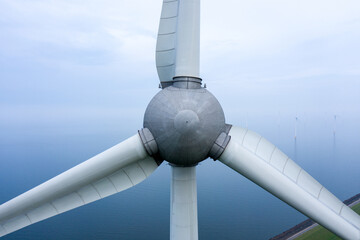 Close Up View of a Wind Turbine For Renewable Green Electricity - obrazy, fototapety, plakaty
