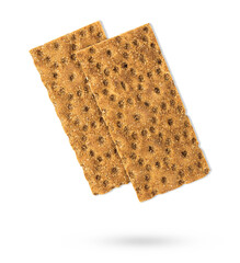 Rye crispbread on white. Diet food isolated.