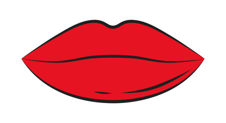 icon red lips with black contour