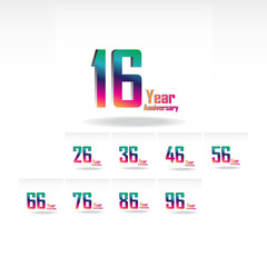 Year Anniversary Set Elegant Vector Template Design Illustration