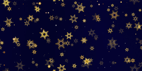 Gold snowflakes holiday seamless pattern.
