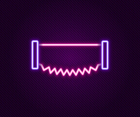 Glowing neon line Wooden beam icon isolated on black background. Lumber beam plank. Colorful outline concept. Vector