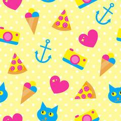 Seamless pattern with beach icons.