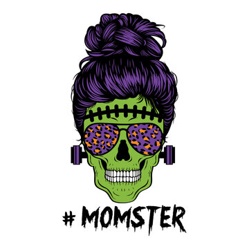 Frankenstein Mom Skull Momster Halloween Collection