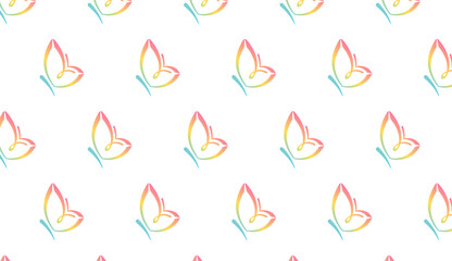 Lovely Butterfly blend Pattern for baby products, preschool, kids wear brands, fabric using colors pink, green, red, blue, yellow