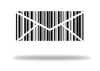 barcode in the form of an envelope on a white background with a shadow