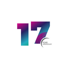17th anniversary event party. Vector illustration. numbers template for Celebrating.