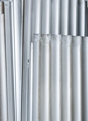 Old corrugated aluminum sheet for interior and exterior applications.