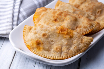Traditional delicious Turkish foods,minced meat in savoury pastry (Turkish name; ci borek or cig borek)