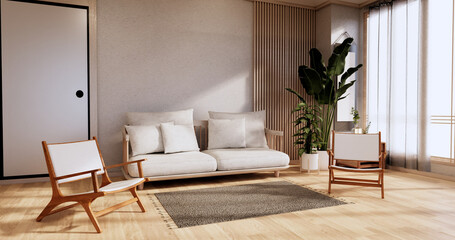 Sofa furniture and modern room design minimal.3D rendering