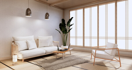 Sofa furniture and modern room design minimal.3D rendering