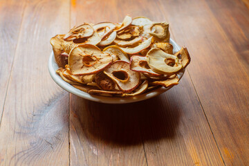 Ripe fresh healthy diet vegetarian food with vitamins. Dried apples