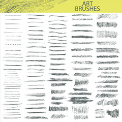 Set of vector grungy graphite pencil art brushes