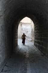 walking through the tunnel