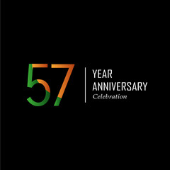 57 th anniversary event party. Vector illustration. numbers template for Celebrating.