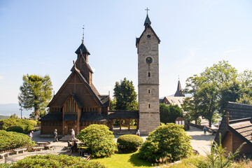 Medieval Norwegian stave wooden church Vang or Wang, which was transferred from Vang in Norway to...