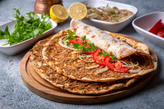 Turkish foods; Turkish pizza -Lahmacun