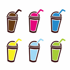 colorfull plastic drink set vector design
