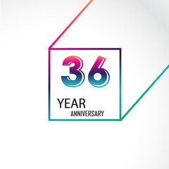 36 th anniversary event party. Vector illustration. numbers template for Celebrating.
