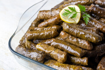 Traditional delicious Turkish foods; stuffed leaves (yaprak sarmasi)