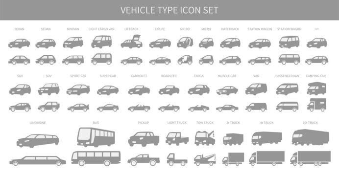 Various vehicle icon sets