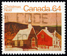 Postage stamp Canada 1983 Rural Church, Christmas