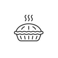 Pie icon. Thin line pie icon isolated on white background. Icon for web design and social media. Vector illustration 
