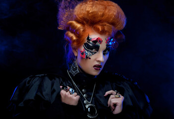 Gothic witch. Dark woman.Halloween picture.