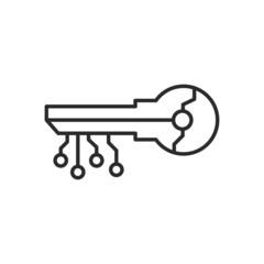 Digital key icon. Lined digital key isolated on white background. Thine line icon for social media and web design. Vector illustration