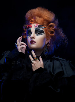 Gothic witch. Dark woman.Halloween picture.