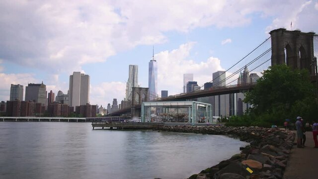 brooklyn bridge panorama 4k timelapse from new york city