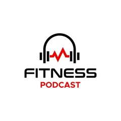 Bold, unique logo about podcasts and fitness dumbbells.
EPS 10, Vector.