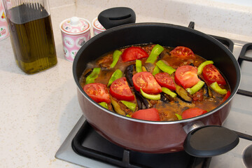 cooking eggplant in the kitchen