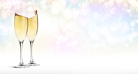 Christmas greeting card with champagne glasses