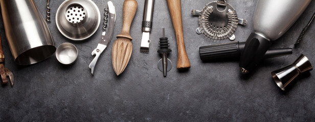 Cocktail utensils. Set of bar tools