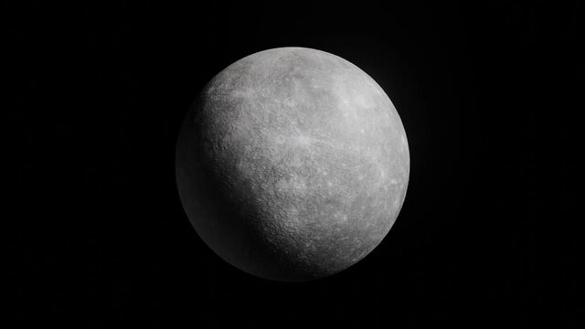 3D modeling planet Mercury on a black background. Concept 3d render element
