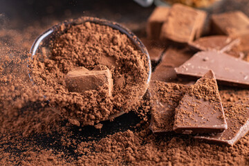 cocoa powder cocoa for making desserts fresh portion ready to eat meal snack on the table copy space food background rustic. top view