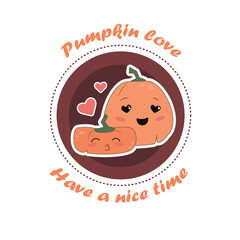Vector flat style art smiling pumpkins nice holiday decoration
