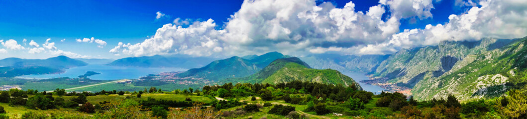 landscape with grass on the mountains and sky