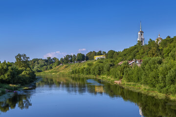 Fototapeta na wymiar Tvertsa River in Torzhok , Russia