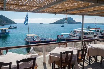 Table in restaurant with beautiful sea view