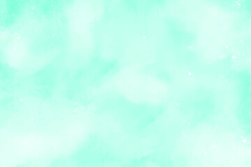 Mint green gradient watercolor background. Hand drawn aquarelle texture. Light green background.