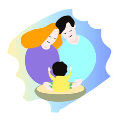 Loving family with a child! Hugs and love. Happiness!