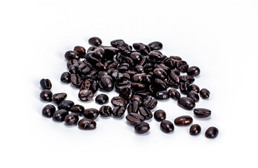 Coffee beans Isolated on white background close up.