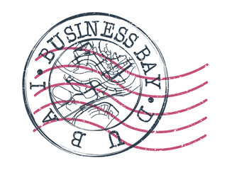 Business Bay - Dubai - United Arab Emirates Stamp Map Postal. Silhouette Seal Roads and Streets. Passport Round Design. Vector Icon. Design Retro Travel National Symbol.
