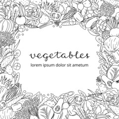 Background with hand drawn vegetables.