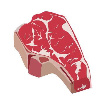 Fresh meat steak, isometric view. 3D rendering. Vector illustration.