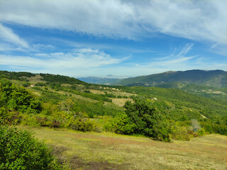 Fototapeta na wymiar Panoramic view of Cupacci little village near Foligno in Umbria